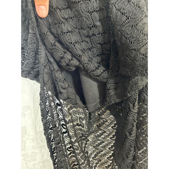 Vintage Slip Dress Medium Black Lace Sheer Maxi Witchy Goth Y2K - Picture 3 of 11